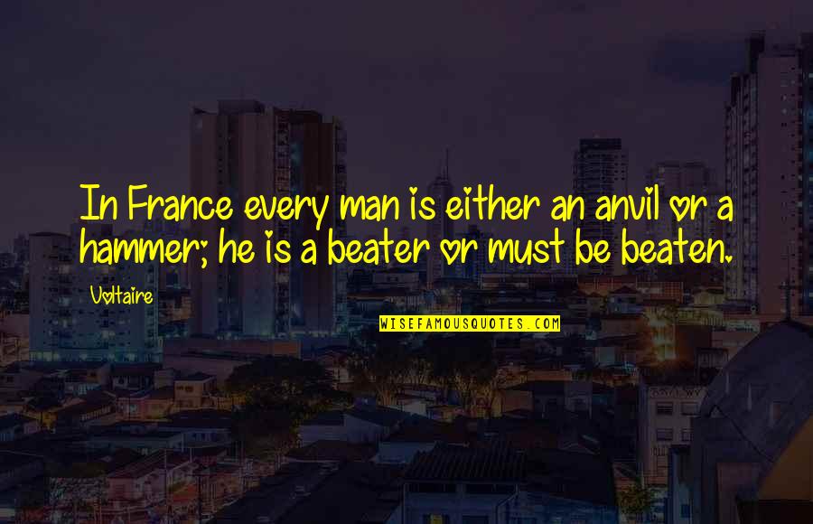 Beater Quotes By Voltaire: In France every man is either an anvil