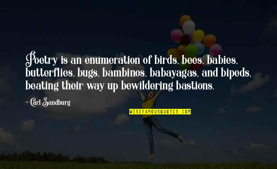 Beating Up Quotes By Carl Sandburg: Poetry is an enumeration of birds, bees, babies,