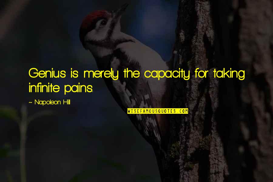 Beatles Memes Quotes By Napoleon Hill: Genius is merely the capacity for taking infinite