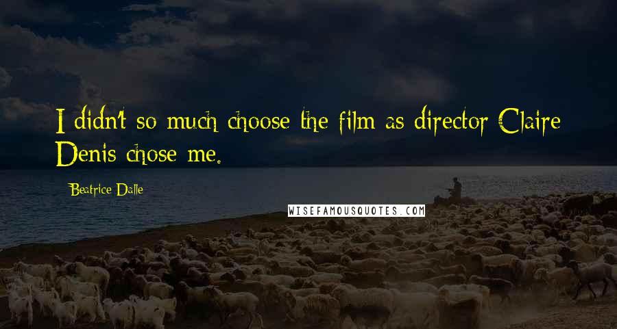 Beatrice Dalle quotes: I didn't so much choose the film as director Claire Denis chose me.