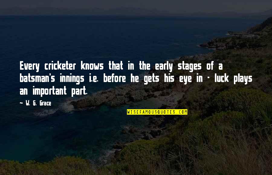 Beatrix Potter Country Quotes By W. G. Grace: Every cricketer knows that in the early stages