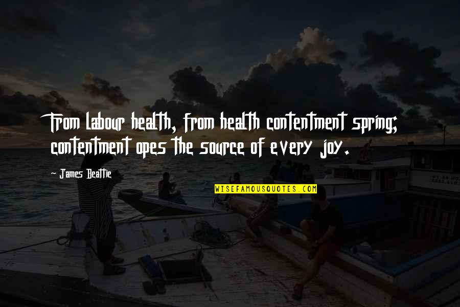 Beattie's Quotes By James Beattie: From labour health, from health contentment spring; contentment
