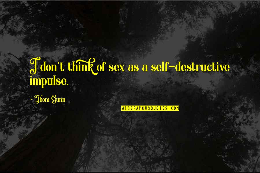 Beauchamp Quotes By Thom Gunn: I don't think of sex as a self-destructive