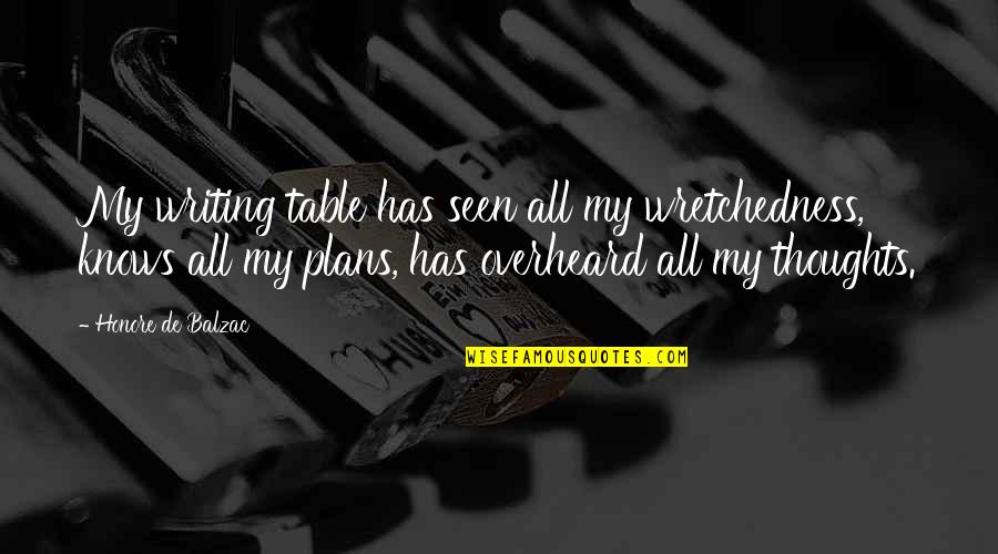 Beaudens Quotes By Honore De Balzac: My writing table has seen all my wretchedness,