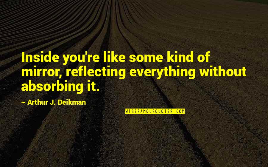 Beaulieu Quotes By Arthur J. Deikman: Inside you're like some kind of mirror, reflecting