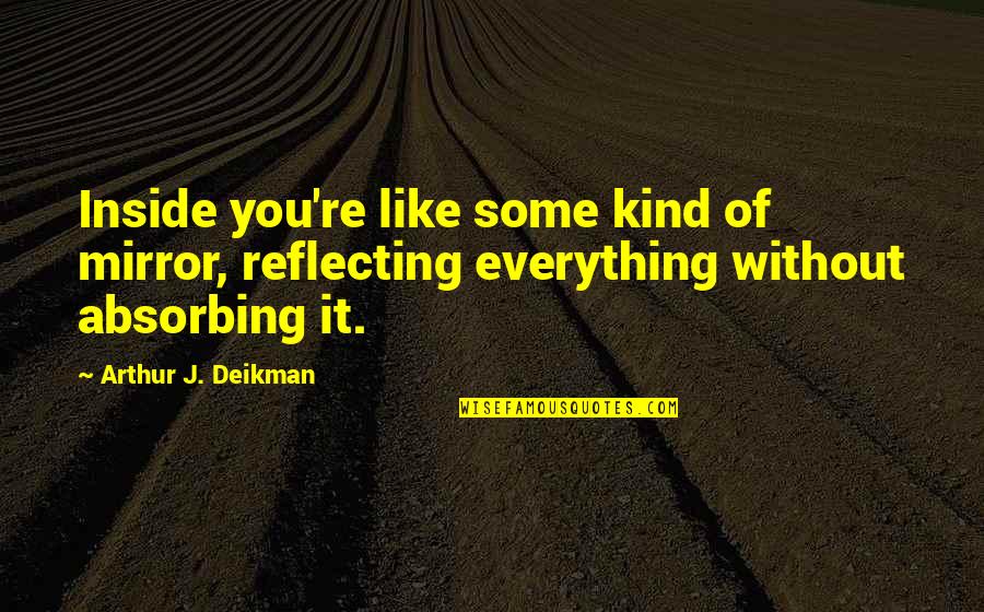 Beaulieu Quotes By Arthur J. Deikman: Inside you're like some kind of mirror, reflecting Beaulieu Quotes By Arthur J. Deikman: Inside you're like some kind of mirror, reflecting