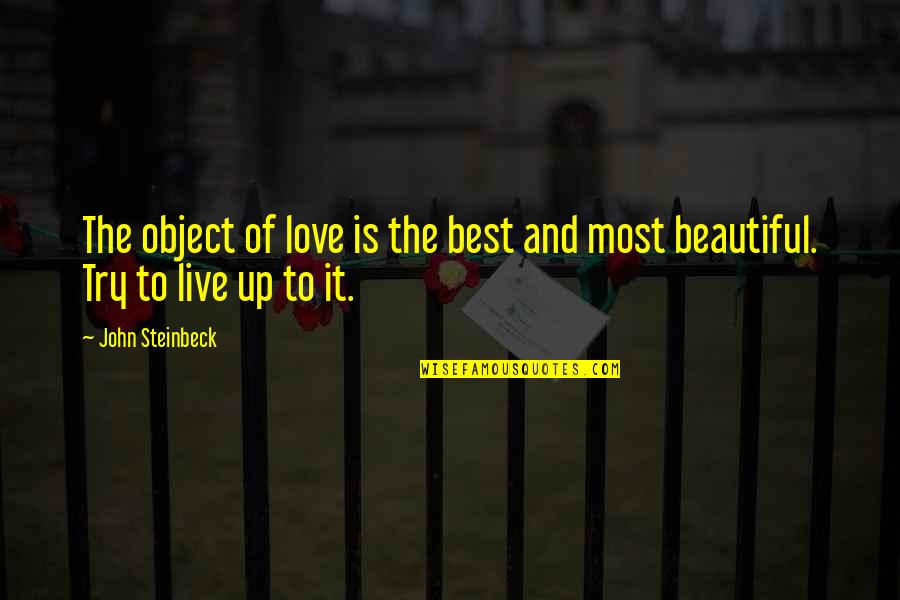 Beautiful And Best Quotes By John Steinbeck: The object of love is the best and