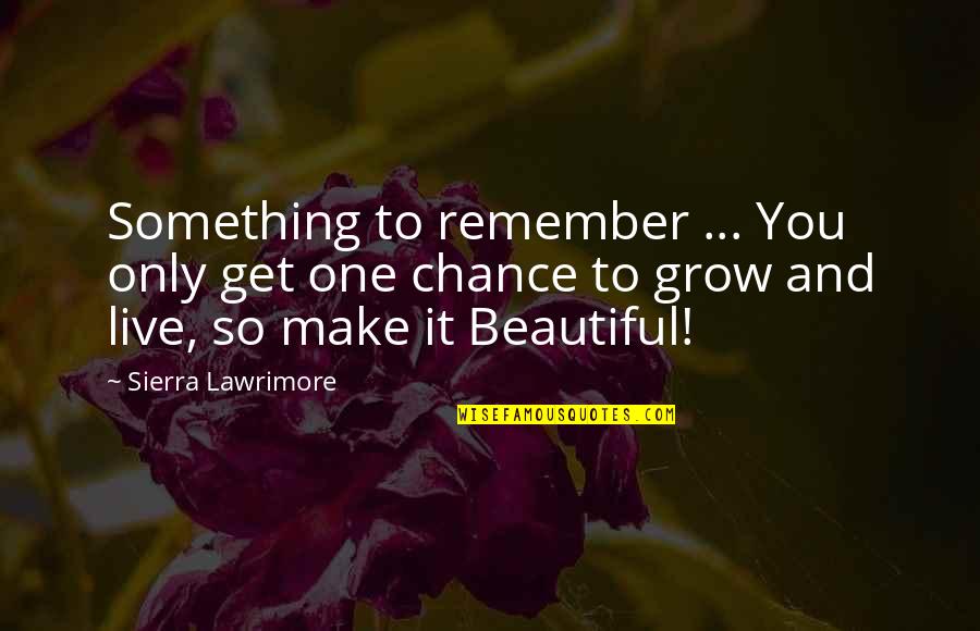 Beautiful And Inspirational Love Quotes By Sierra Lawrimore: Something to remember ... You only get one