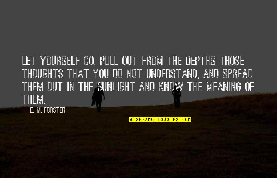 Beautiful And Inspirational Quotes By E. M. Forster: Let yourself go. Pull out from the depths