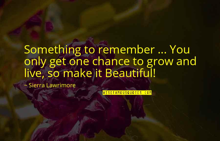 Beautiful And Inspirational Quotes By Sierra Lawrimore: Something to remember ... You only get one