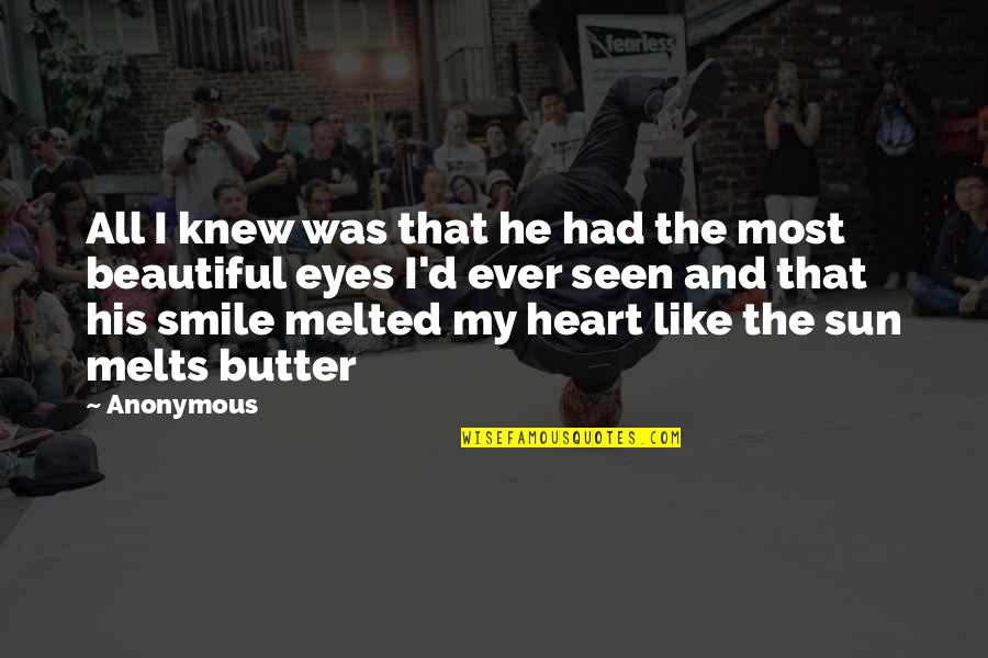 Beautiful And Smile Quotes By Anonymous: All I knew was that he had the