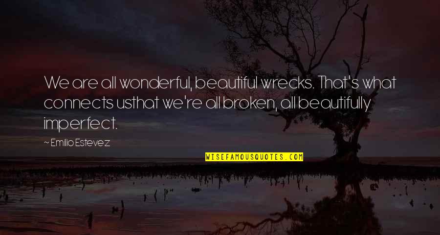Beautiful But Broken Quotes By Emilio Estevez: We are all wonderful, beautiful wrecks. That's what