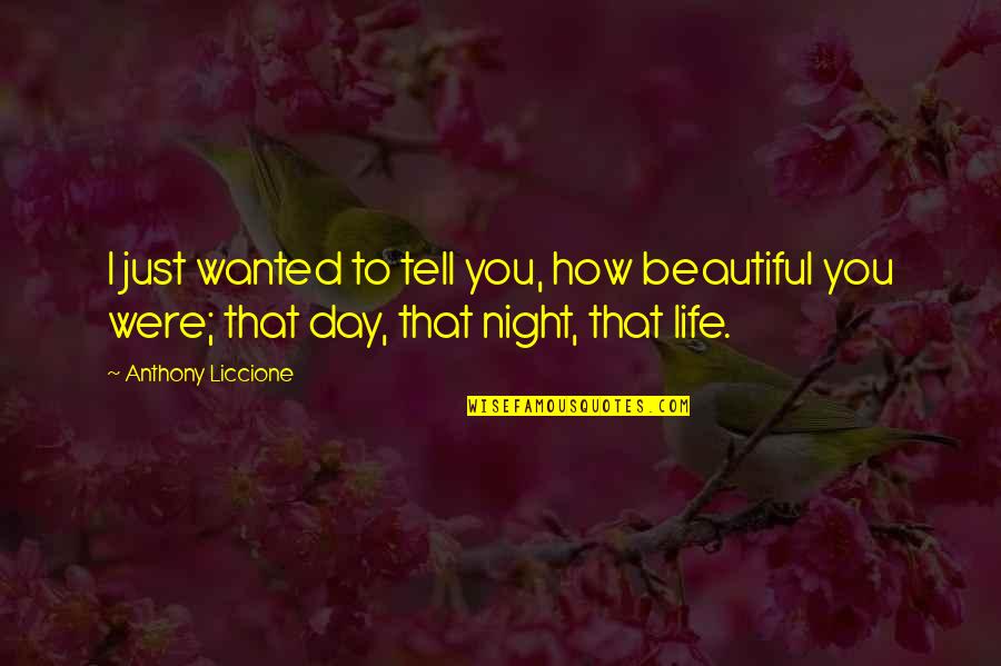 Beautiful Day Life Quotes By Anthony Liccione: I just wanted to tell you, how beautiful