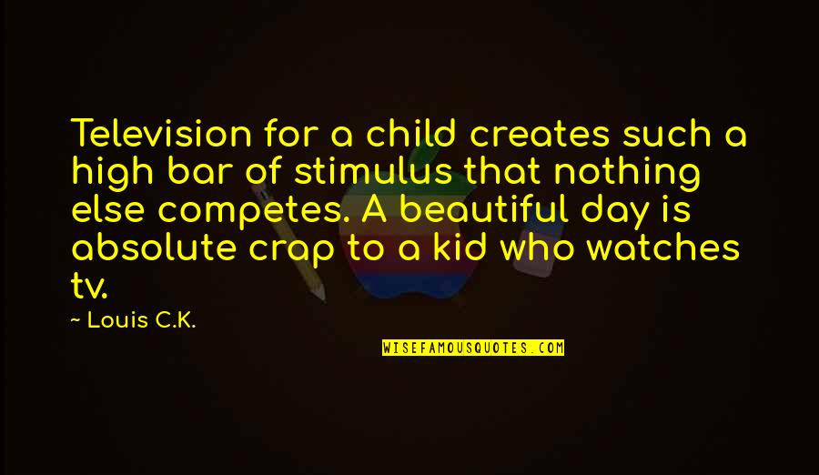 Beautiful Day To Day Quotes By Louis C.K.: Television for a child creates such a high Beautiful Day To Day Quotes By Louis C.K.: Television for a child creates such a high