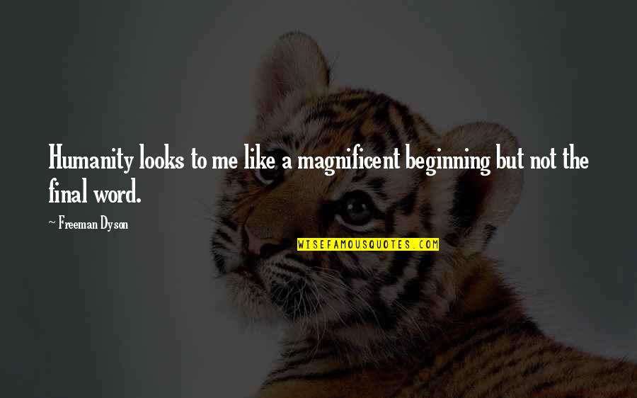 Beautiful Diva Quotes By Freeman Dyson: Humanity looks to me like a magnificent beginning