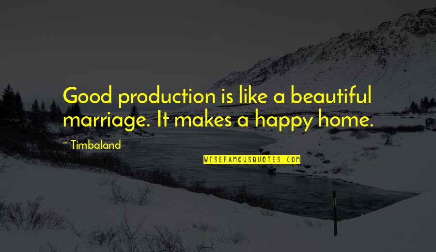 Beautiful Eyes In Hindi Quotes By Timbaland: Good production is like a beautiful marriage. It