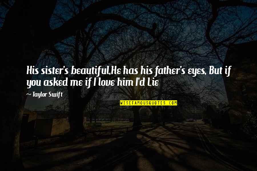 Beautiful Eyes Quotes By Taylor Swift: His sister's beautiful,He has his father's eyes, But
