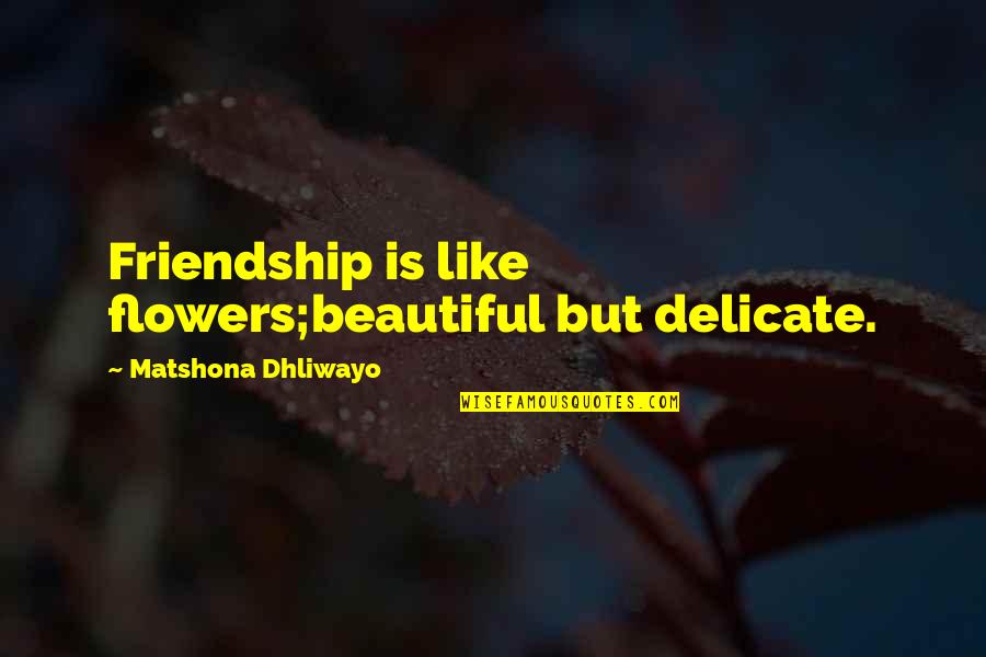 Beautiful Flowers Quotes By Matshona Dhliwayo: Friendship is like flowers;beautiful but delicate.