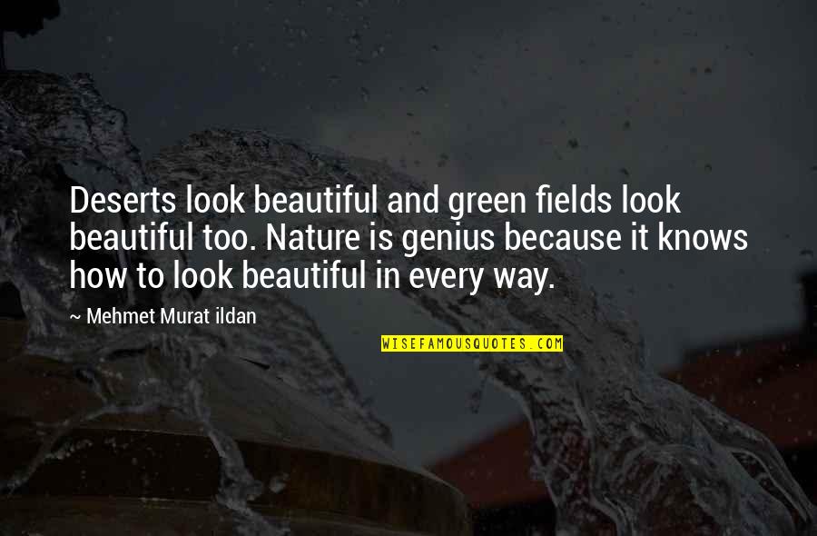 Beautiful Green Nature Quotes By Mehmet Murat Ildan: Deserts look beautiful and green fields look beautiful