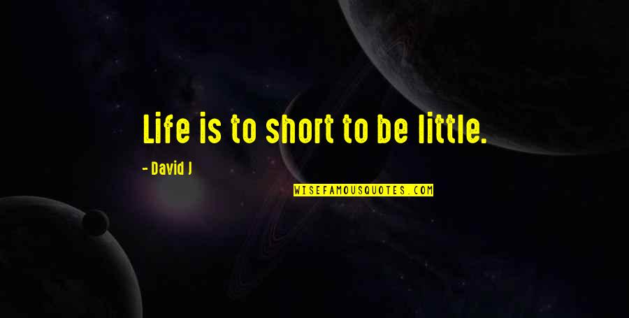 Beautiful Human Being Quotes By David J: Life is to short to be little.
