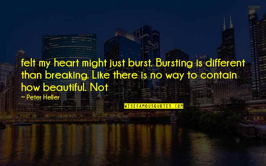Beautiful In My Own Way Quotes By Peter Heller: felt my heart might just burst. Bursting is