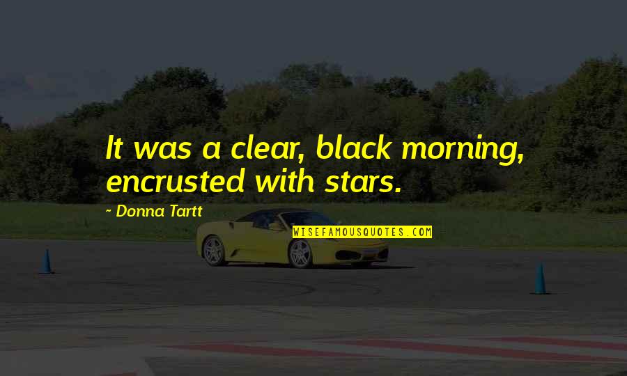 Beautiful In The Morning Quotes By Donna Tartt: It was a clear, black morning, encrusted with Beautiful In The Morning Quotes By Donna Tartt: It was a clear, black morning, encrusted with