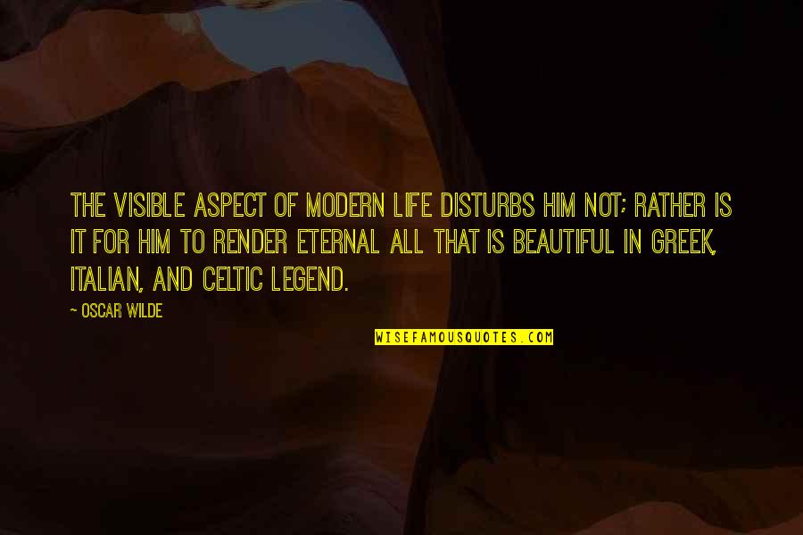 Beautiful Italian Quotes By Oscar Wilde: The visible aspect of modern life disturbs him