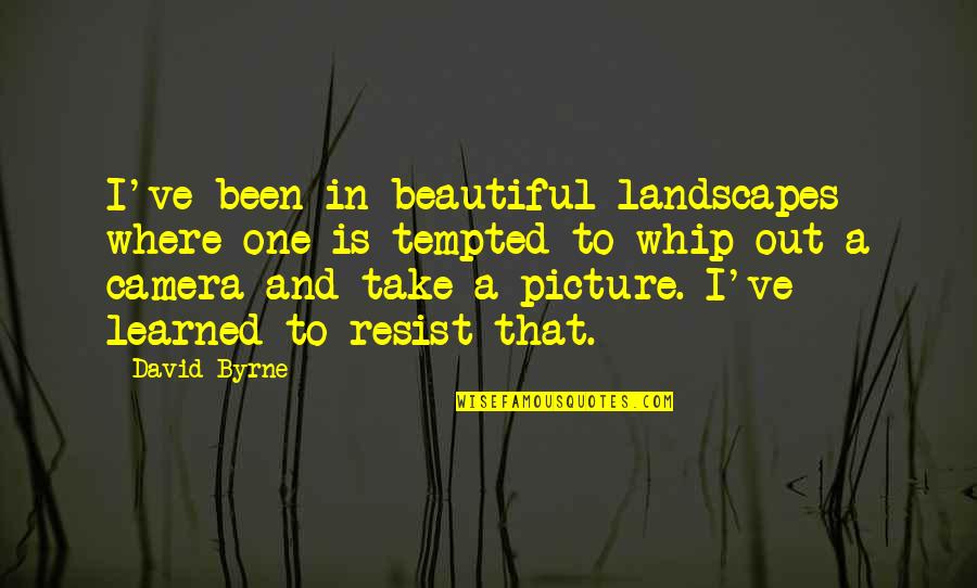 Beautiful Landscapes Quotes By David Byrne: I've been in beautiful landscapes where one is