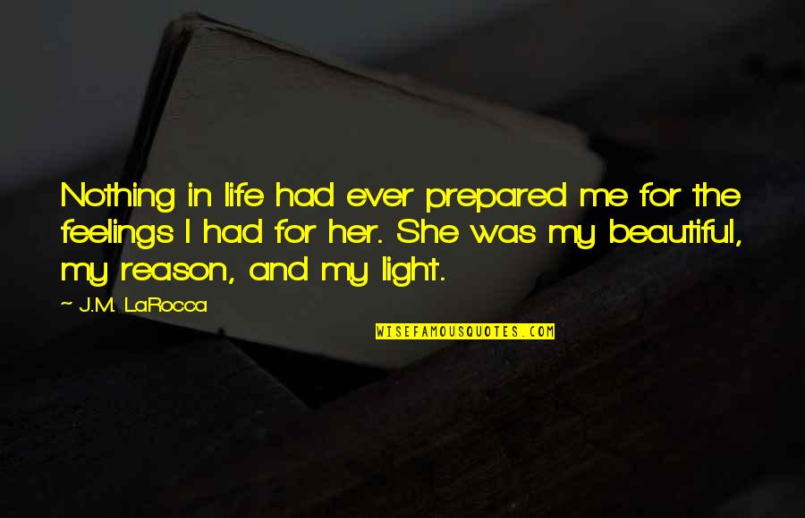 Beautiful Light Quotes By J.M. LaRocca: Nothing in life had ever prepared me for