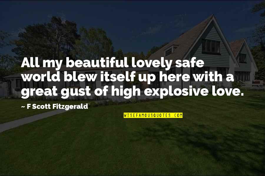 Beautiful Love With Quotes By F Scott Fitzgerald: All my beautiful lovely safe world blew itself