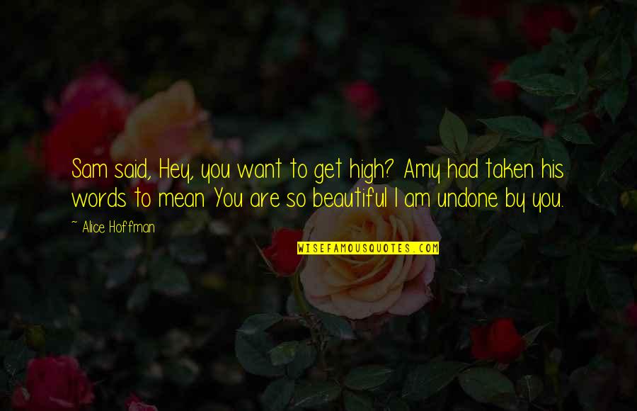 Beautiful Love Words Quotes By Alice Hoffman: Sam said, Hey, you want to get high?