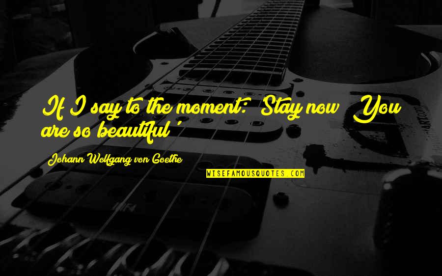 Beautiful Moments Quotes By Johann Wolfgang Von Goethe: If I say to the moment: 'Stay now!