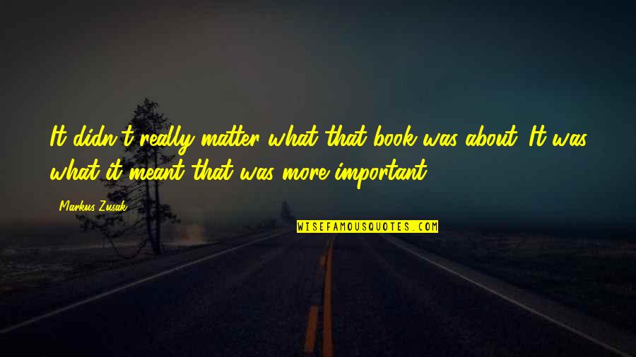 Beautiful Motherland Quotes By Markus Zusak: It didn't really matter what that book was