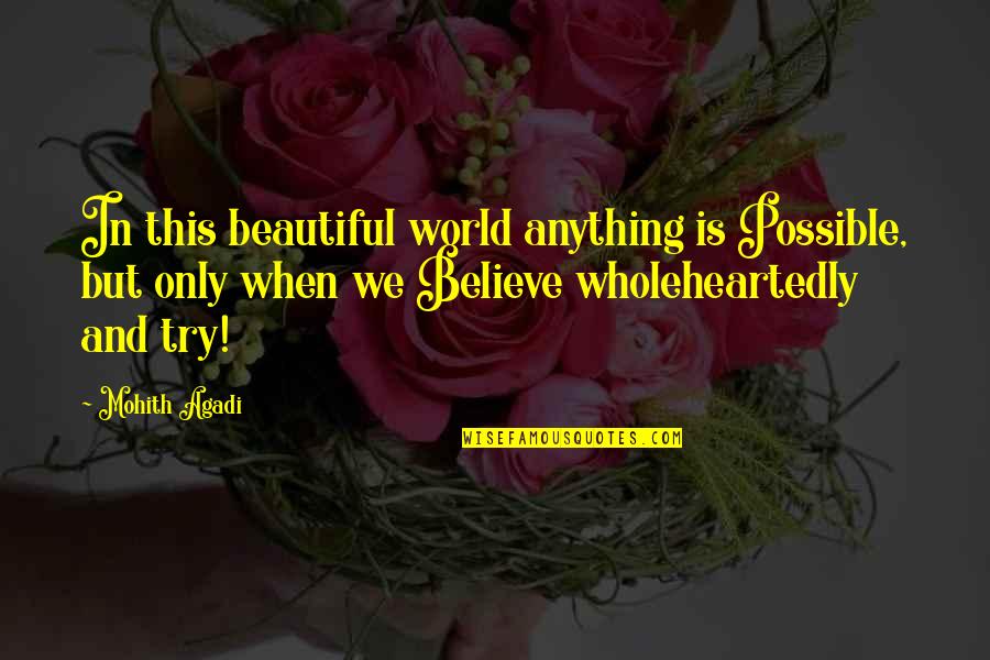 Beautiful Motivation Quotes By Mohith Agadi: In this beautiful world anything is Possible, but
