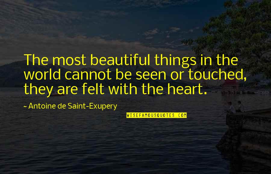 Beautiful Saint Quotes By Antoine De Saint-Exupery: The most beautiful things in the world cannot Beautiful Saint Quotes By Antoine De Saint-Exupery: The most beautiful things in the world cannot