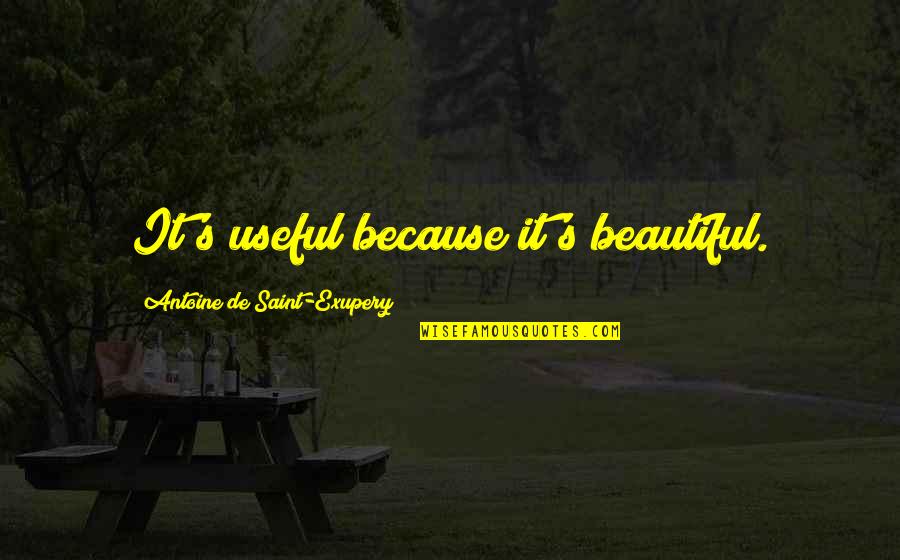 Beautiful Saint Quotes By Antoine De Saint-Exupery: It's useful because it's beautiful. Beautiful Saint Quotes By Antoine De Saint-Exupery: It's useful because it's beautiful.