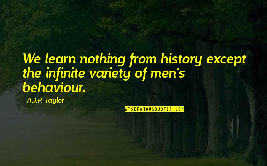 Beautiful Soul Girl Quotes By A.J.P. Taylor: We learn nothing from history except the infinite