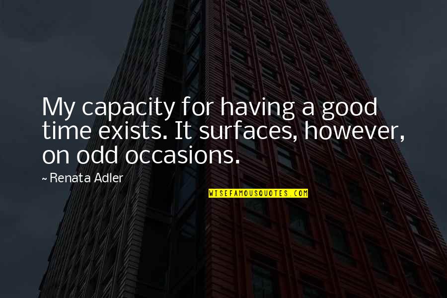 Beautiful Spirits Quotes By Renata Adler: My capacity for having a good time exists.