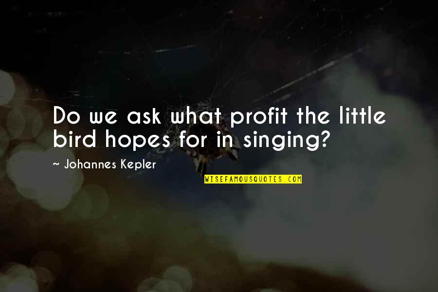Beautiful Surrounding Quotes By Johannes Kepler: Do we ask what profit the little bird
