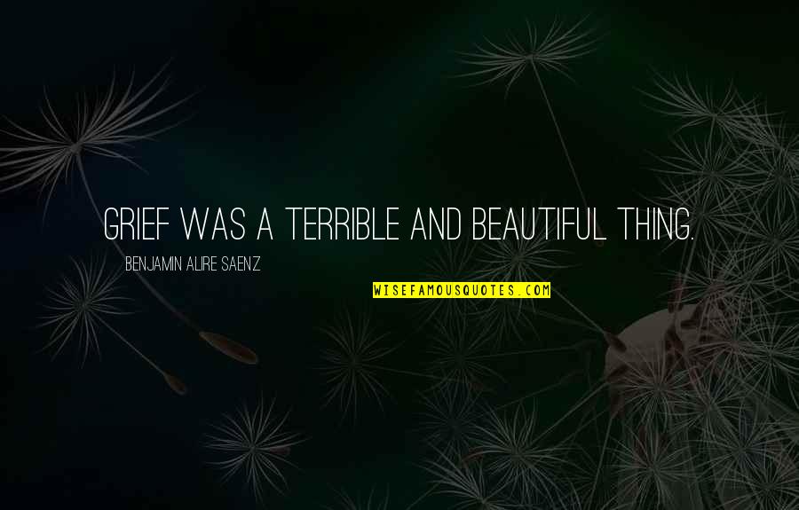 Beautiful Thing Quotes By Benjamin Alire Saenz: Grief was a terrible and beautiful thing.