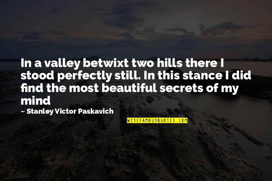 Beautiful Thoughts And Quotes By Stanley Victor Paskavich: In a valley betwixt two hills there I