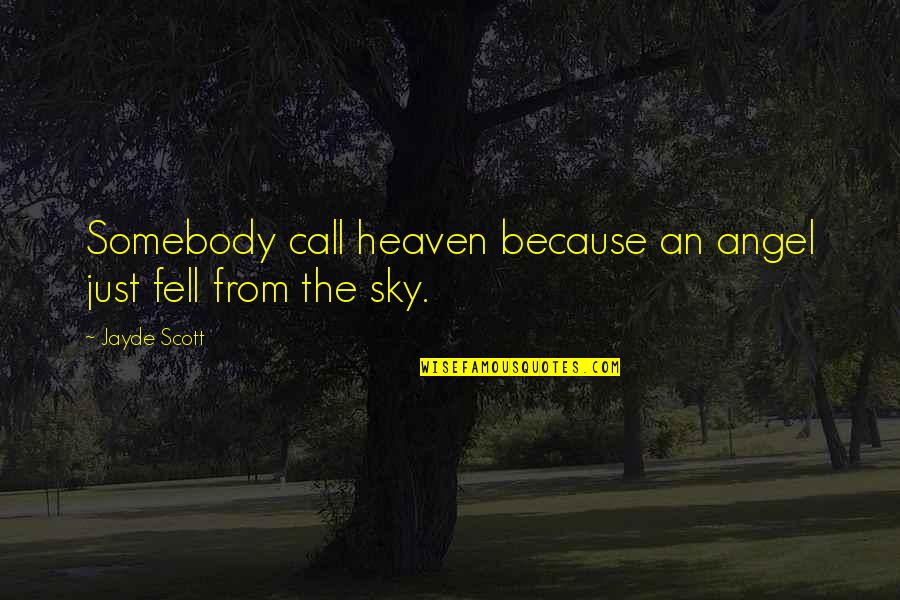 Beautiful Wager Quotes By Jayde Scott: Somebody call heaven because an angel just fell