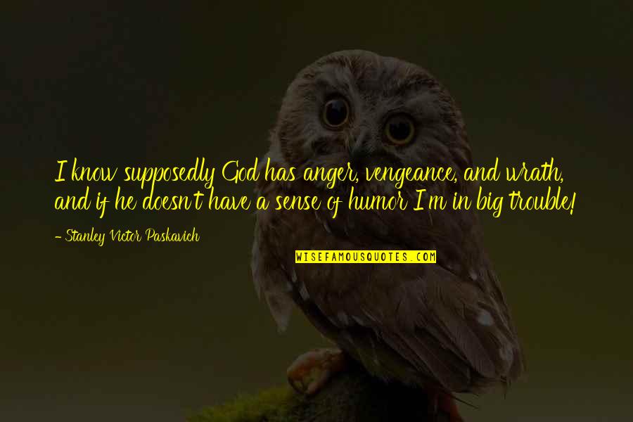 Beautiful Wager Quotes By Stanley Victor Paskavich: I know supposedly God has anger, vengeance, and