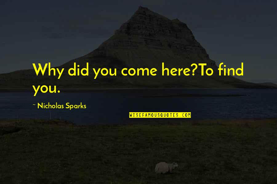 Beautiful Windy Day Quotes By Nicholas Sparks: Why did you come here?To find you.