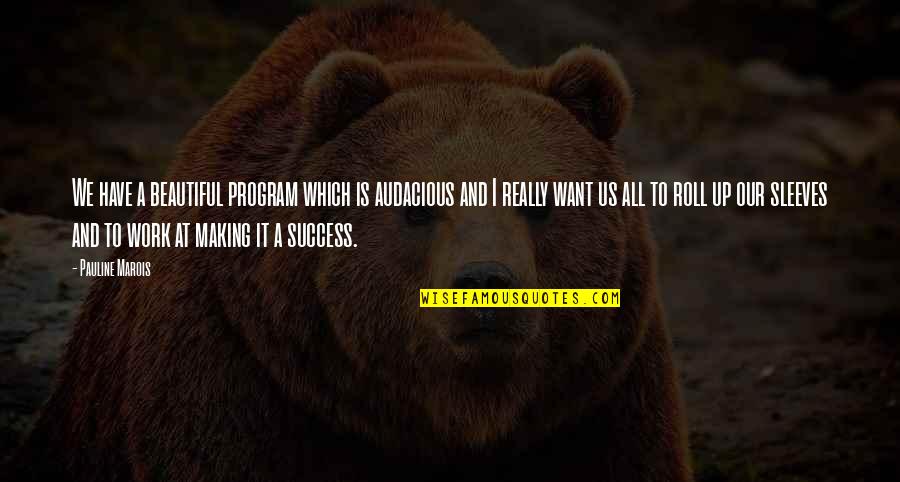 Beautiful Work Quotes By Pauline Marois: We have a beautiful program which is audacious Beautiful Work Quotes By Pauline Marois: We have a beautiful program which is audacious