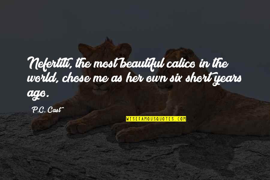 Beautiful World Short Quotes By P.C. Cast: Nefertiti, the most beautiful calico in the world,