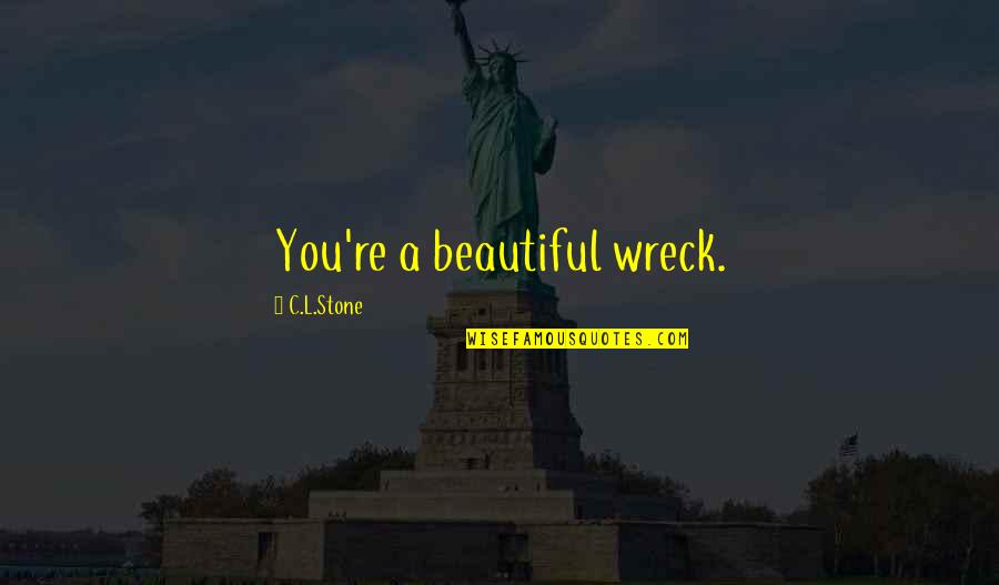Beautiful Wreck Quotes By C.L.Stone: You're a beautiful wreck.