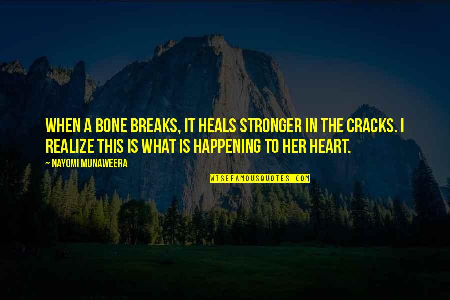 Beautiful Writing Quotes By Nayomi Munaweera: When a bone breaks, it heals stronger in