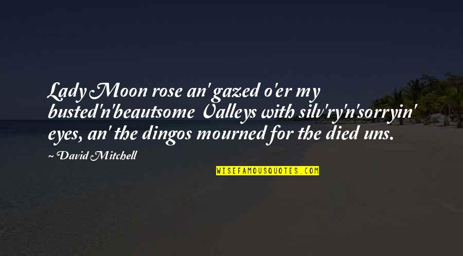Beautsome'n'blue Quotes By David Mitchell: Lady Moon rose an' gazed o'er my busted'n'beautsome Beautsome'n'blue Quotes By David Mitchell: Lady Moon rose an' gazed o'er my busted'n'beautsome
