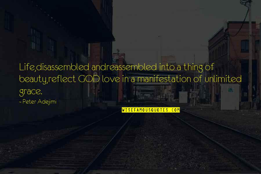 Beauty And Grace Quotes By Peter Adejimi: Life,disassembled andreassembled into a thing of beauty,reflect GOD